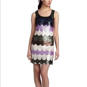 ABS by Allen Schwartz Mermaidcore Scallop Sequin Racerback Scoop Neck Dress Sz L